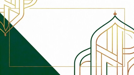 Minimalist illustration of Islamic finance governance using dark green and gold geometric lines on white background. Ideal for sharia banking, halal finance reports, and ethical investment materials.