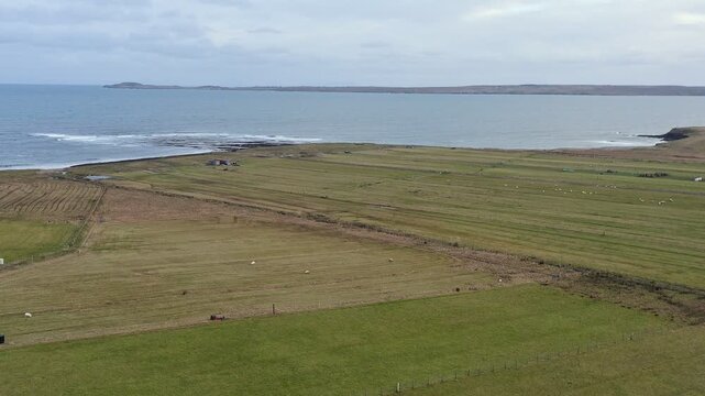 Drone shot of Vatisker beach and the Point peninsula on the Isle of Lewis.