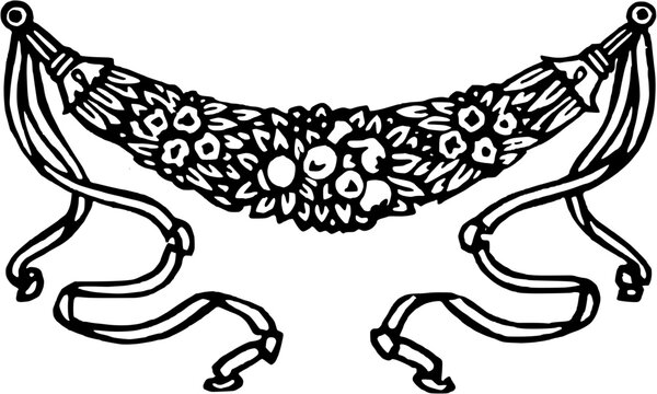 Decorative Floral Banner with Ribbons