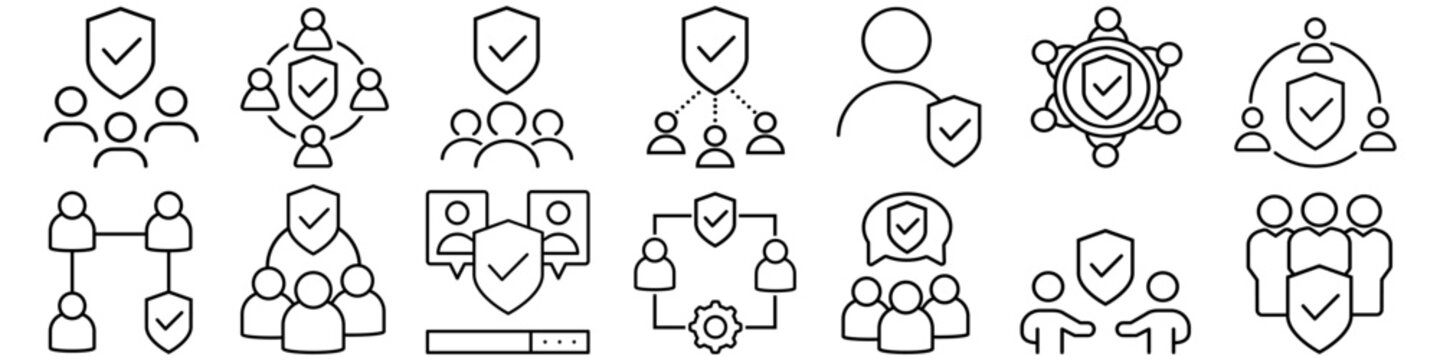 Secure transaction vector icon set. Security team Illustration sign collection. Secure connection symbol. Security logo.