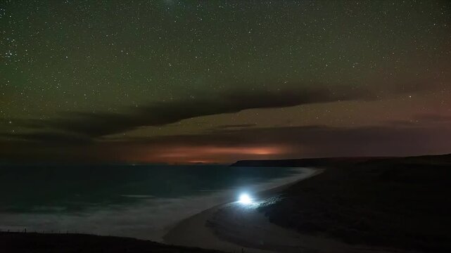 Time lapse of Traigh Mhor beach in Tolsta on the Isle of Lewis. Filmed at night.