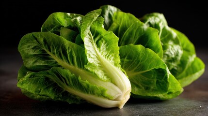 Fresh Romaine Lettuce: A vibrant close-up captures the freshness and crispness of organic romaine lettuce heads, radiating health and freshness.