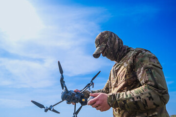 Soldier launches a drone