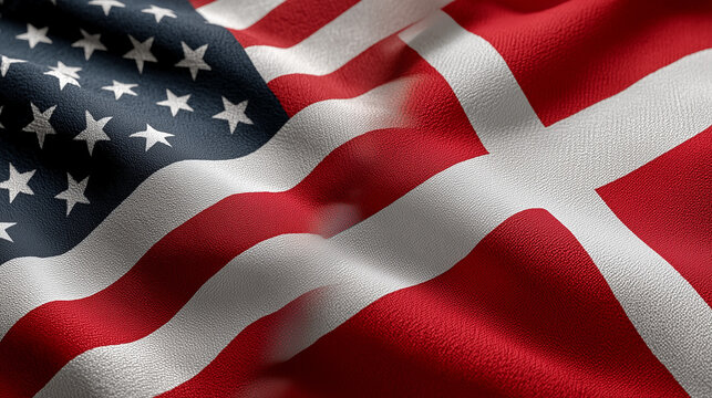 us flag waving next to danish flag. relations between usa and denmark