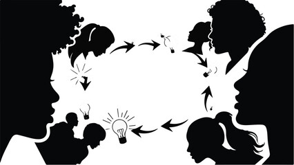 Diverse group of people sharing ideas and insights in a collaborative brainstorm