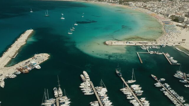 San Vito Lo Capo Sicily slow cinematic drone move revealing coast and mountain part 2