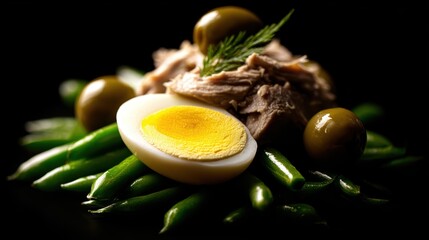 Mediterranean Salad Composition: A meticulously arranged Mediterranean salad showcases fresh, vibrant ingredients, each element harmonizing to create a feast for the eyes and the palate.