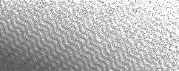 Wavy gradient diagonal monochrome grain transition background. Stipple ripple noise pattern texture.