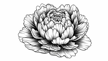 Fototapeta premium Detailed botanical line art flower illustration, showcasing an elegant blooming floral design perfect for decorative and nature-themed projects