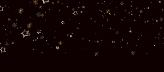 Festive dark background featuring gold stars and shimmering snowflakes, perfect for holiday greetings and celeb © vegefox.com