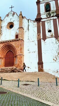 Silves Cathedral facade ,Algarve in Portugal