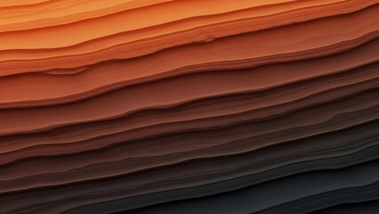 Abstract Layered Terrain With Orange and Black Color Gradient, Pixelated Texture, Topographical Landscape, Volcanic Earth, Earthy Palette, Digital Graphic Art