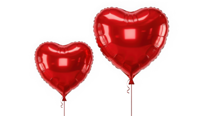 Two Glossy Red Heart-Shaped Foil Balloons for Romantic Occasions and Valentine's Day