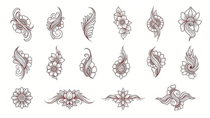 Intricate, isolated Mehndi PNG  for wedding design