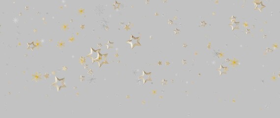 Abstract background with gold stars, silver snowflakes, creating festive and dreamy feeling