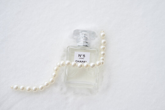 Bottle of chanel 5 perfume in snow. 15.01.26.
