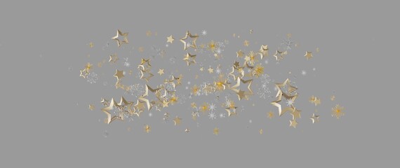 Festive gold stars and snowflakes floating on a gray background, perfect for holiday greetings and © vegefox.com
