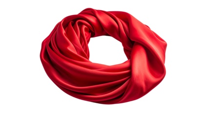 Red patterned knotted silk scarf fashion accessory isolated on solid white background2
