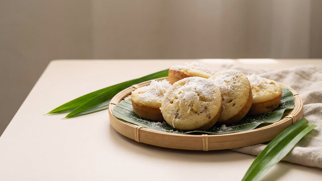 Traditional Indonesian Kue Cubit Dessert Close Up
