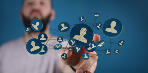 Connecting people through digital networks. Modern business concept with linked profiles....