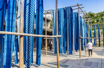 Traditional indigo print cloth in west Wuzhen, China