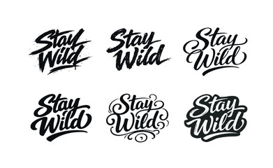 Fototapeta premium Harmonious Lettering Variations. Handmade brush calligraphy. Set lettering. harmonious lettering variations of the same emblematic concept, each with different