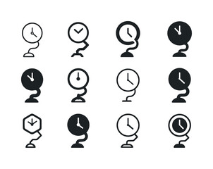 Freelancing Logo Variations. Freelancing. Icon set. Set Logo of freelancing: flexible clock. harmonious logo variations of the same emblematic concept, each