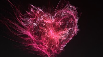 A vibrant pink abstract light design against a dark background