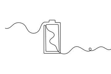Obraz premium Minimalist battery icon one line art drawing concept of energy and power vector illustration