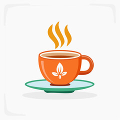 Obraz premium Inviting illustration of a steaming orange cup of tea, symbolizing comfort, tranquility, and a refreshing break for a moment of peace