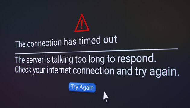 Illustration of connection timed out error on a website in an internet browser.