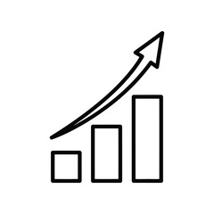 Minimalist Business Growth Bar Chart and Directional Arrow Icon Set for Financial Progress