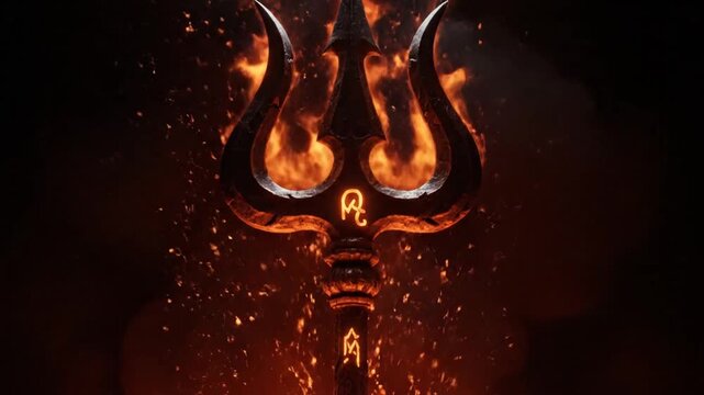 Fiery Trishul of Lord Shiva, Symbol of Destruction and Creation.