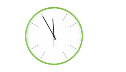 Modern Green wall clock with minimalist design featuring clean white face and precise hour markers for contemporary office or home interior decoration.