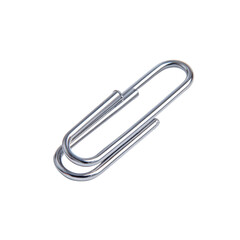 A large silver paperclip on a black background