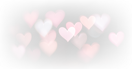 Soft Romantic Heart Bokeh Overlay PNG, Gentle Glowing Diffused Hearts on Transparent Background for Elegant Digital Designs
