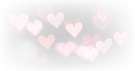 Soft Romantic Heart Bokeh Overlay PNG, Gentle Glowing Diffused Hearts on Transparent Background for...
