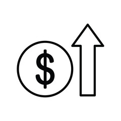 Dollar Increase Up Arrow Line Icon