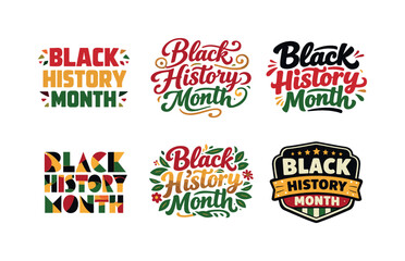 Obraz premium Harmonious Lettering Variations. Black history inspiration. Set lettering. harmonious lettering variations of the same emblematic concept, each with different