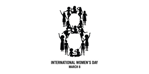 Celebrating International Women's Day with a symbol formed by a group of women, a powerful representation of solidarity and empowerment on March 8th