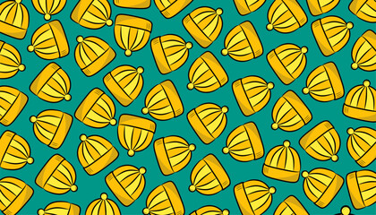 Beanie Hat Seamless Pattern Bold Color Decorative Background