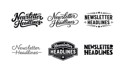 Obraz premium Creative Lettering Showcase. newsletter headlines set. Set lettering. harmonious lettering variations of the same emblematic concept, each with different