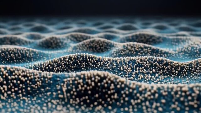 Nano Waves Abstract Particle Terrain. Video Generative AI. 