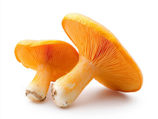 Bright orange mushrooms isolated on transparent background