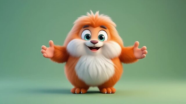 Adorable Animated Creature Expressing Joy and Warmth in a Cartoon Style.