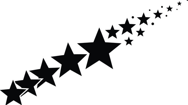 Falling star silhouettes trail featuring sparkling stars moving across night sky abstract cosmic black vector illustration design