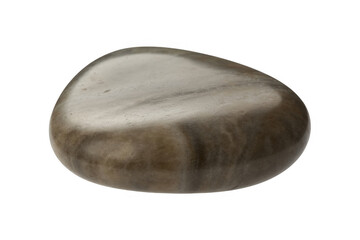 Smooth gray stone rock oval isolated on a transparent background