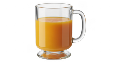 Glass Mug with Orange Juice drink beverage clear glass isolated on a transparent background