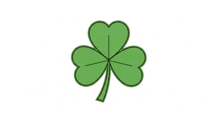 Green Four Leaf Clover Isolated on White Background