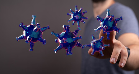 Digitally rendered image depicting the concept of viruses, infections, or biological threats. Represents disea